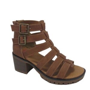 Kelly pop girls brown zip sandals NEW‎